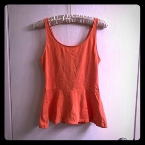Express Bright Coral Peplum Tank